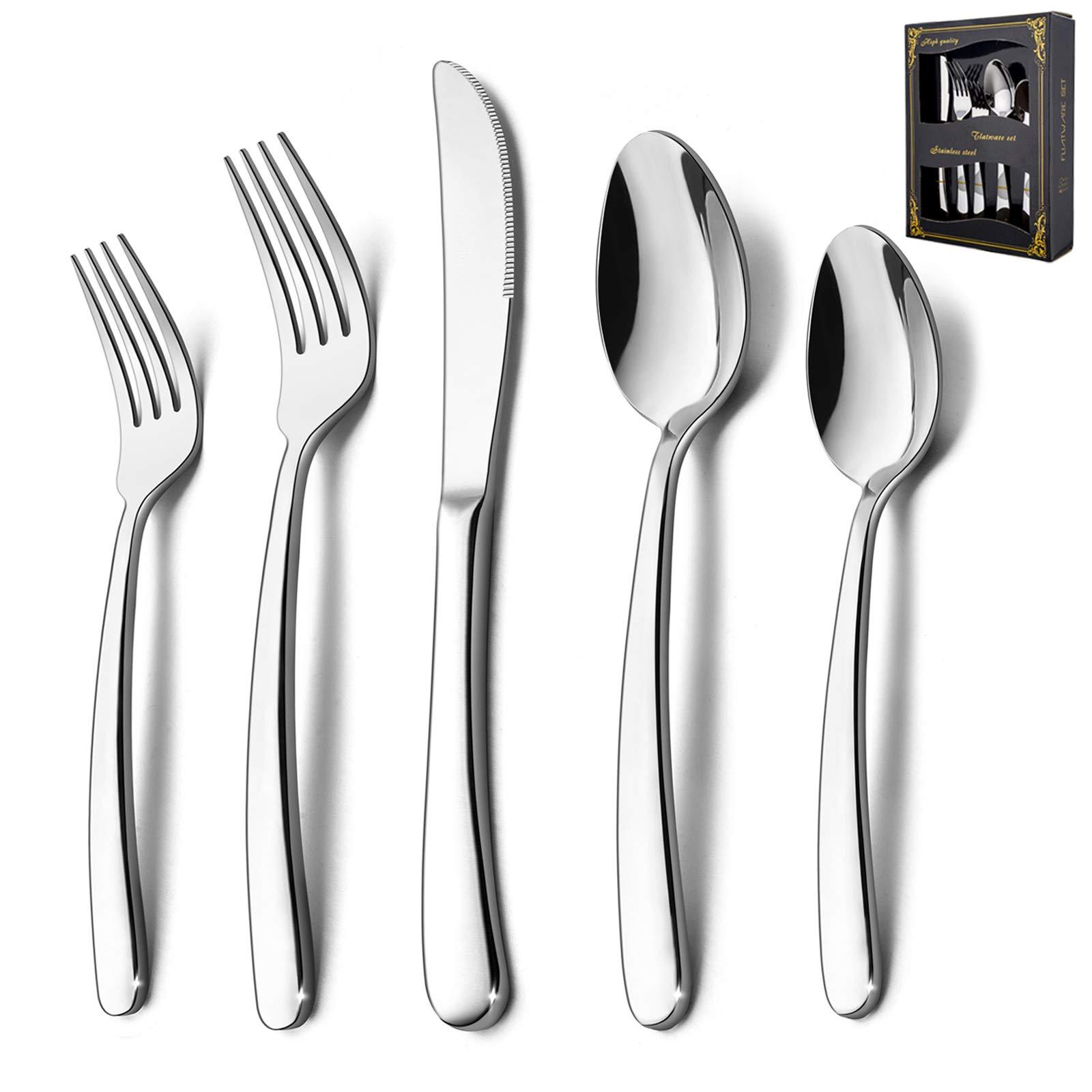 LINGLUCKY 40 Pieces 304 Stainless Steel Cutlery Set, Stainless Steel Set for 10, Includes Knives, Spoons, Kitchen Utensils, Ideal for Family Gatherings and Everyday Use(Gold)