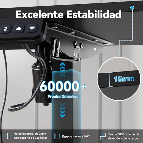 FURRIFIC Electric Lifting Desk, Height Adjustment with Memory (Black, 140X60CM)
