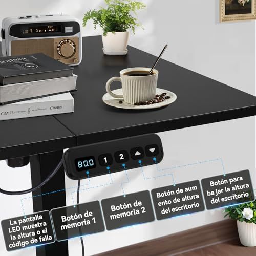 FURRIFIC Electric Lifting Desk, Height Adjustment with Memory (Black, 140X60CM)