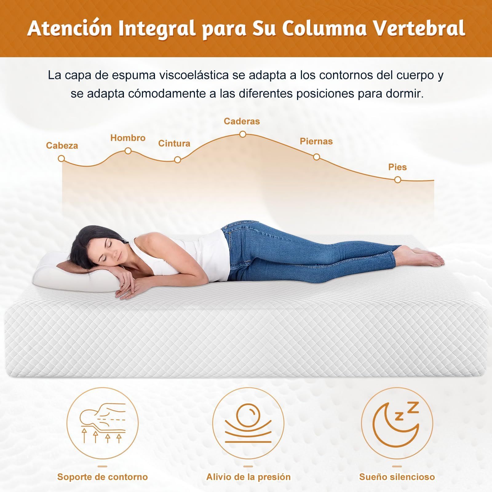 LOKOOY Memory Foam Double Mattress, Double Mattresses with Cooling Gel, Medium Firm Double Mattress in Box, Pressure Relief, Without Fiberglass, 135x190 cm (25CM)