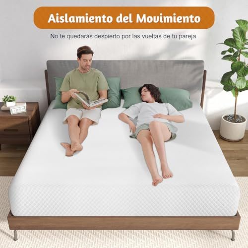 LOKOOY Memory Foam Double Mattress, Double Mattresses with Cooling Gel, Medium Firm Double Mattress in Box, Pressure Relief, Without Fiberglass, 135x190 cm (25CM)