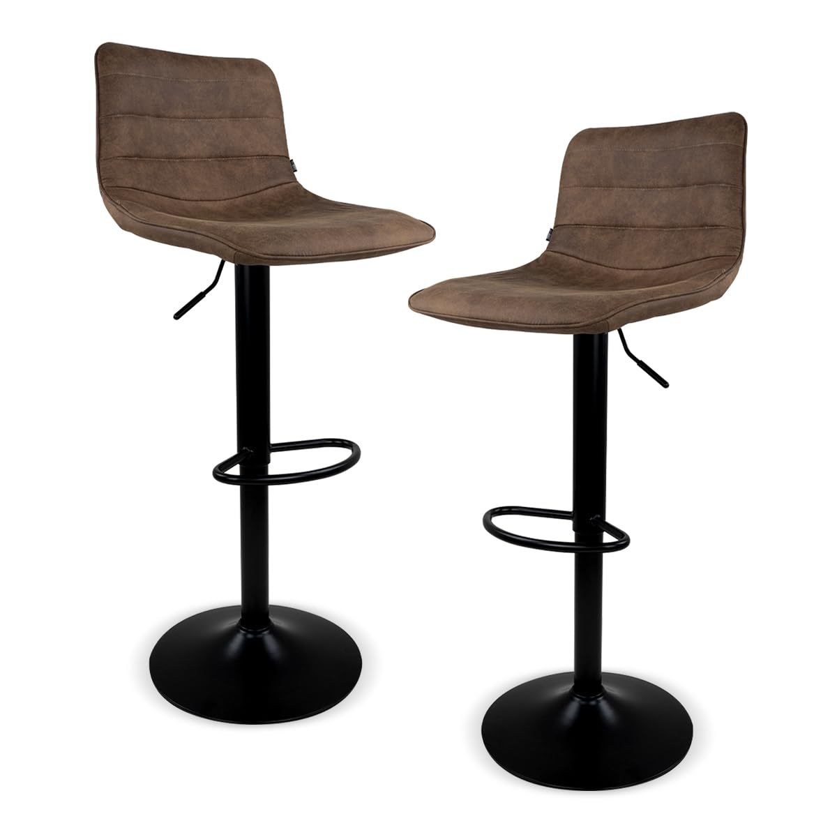 GARUISKY Adjustable Bar Chairs with Backrest and Padded Seat - High Metal Bench for Kitchen and Bar - Industrial Style