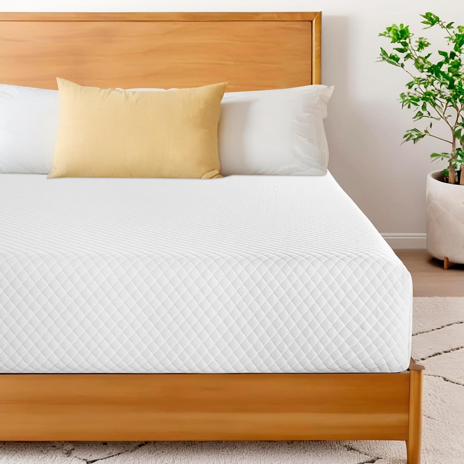 LOKOOY Memory Foam Double Mattress, Double Mattresses with Cooling Gel, Medium Firm Double Mattress in Box, Pressure Relief, Without Fiberglass, 135x190 cm (25CM)