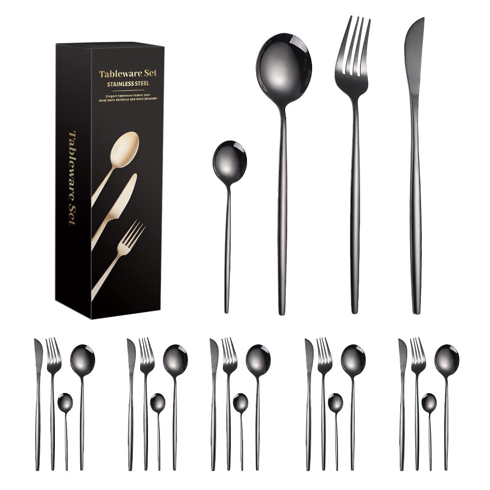 LINGLUCKY 40 Pieces 304 Stainless Steel Cutlery Set, Stainless Steel Set for 10, Includes Knives, Spoons, Kitchen Utensils, Ideal for Family Gatherings and Everyday Use(Gold)