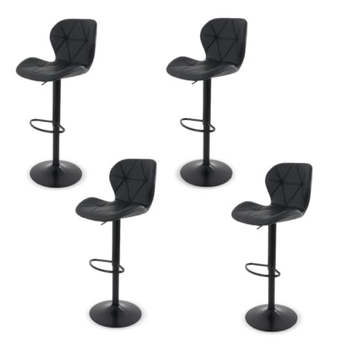 GARUISKY Adjustable Bar Chairs with Backrest and Padded Seat - High Metal Bench for Kitchen and Bar - Industrial Style