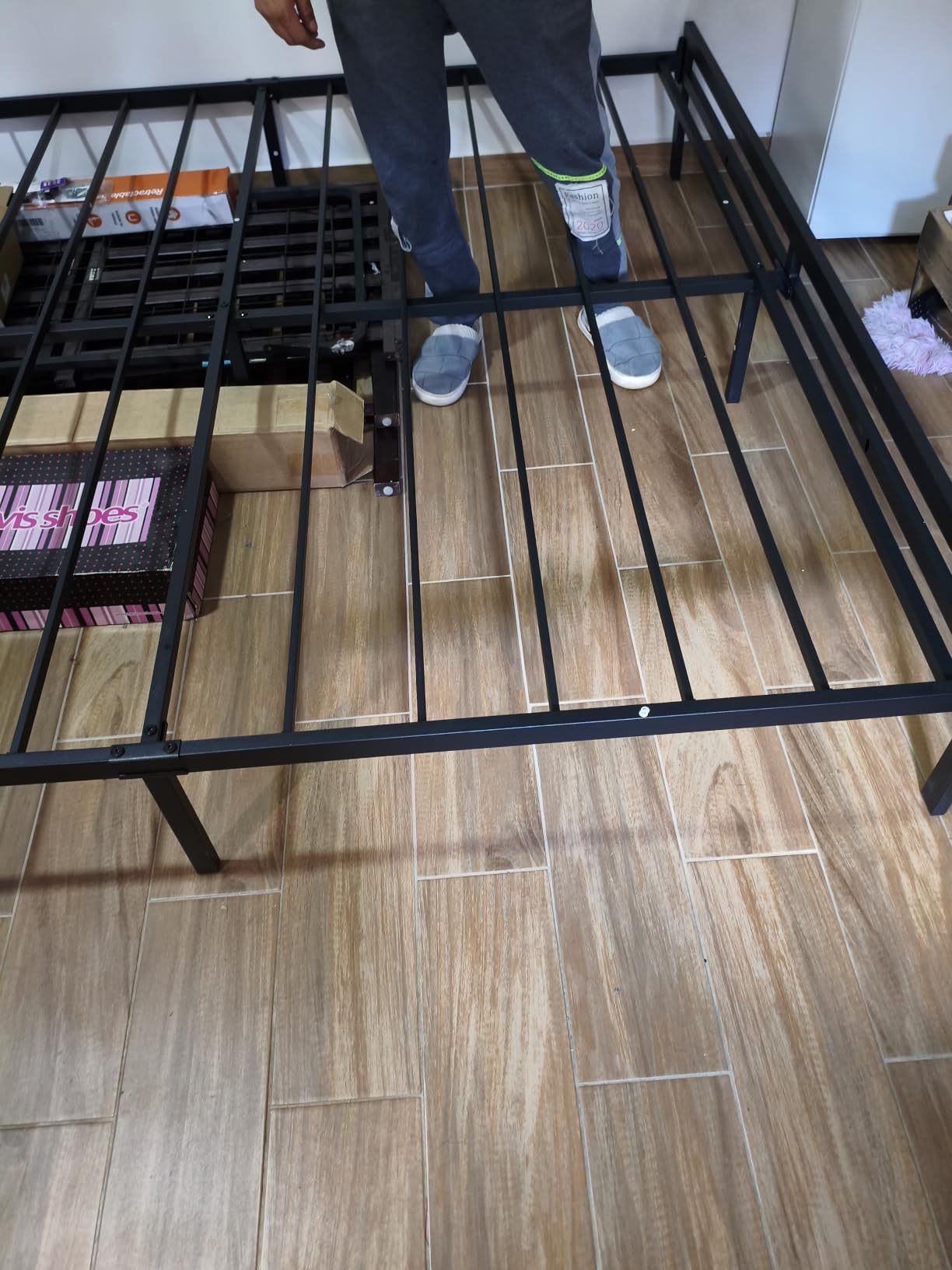 WELIKERA Bed Frame with 2 Drawers, King Bed Headboard Base with Led Lights, Bed Base with Headboard USB Charging Station and Storage Space, King Bed Bed Frame Easy Assembly