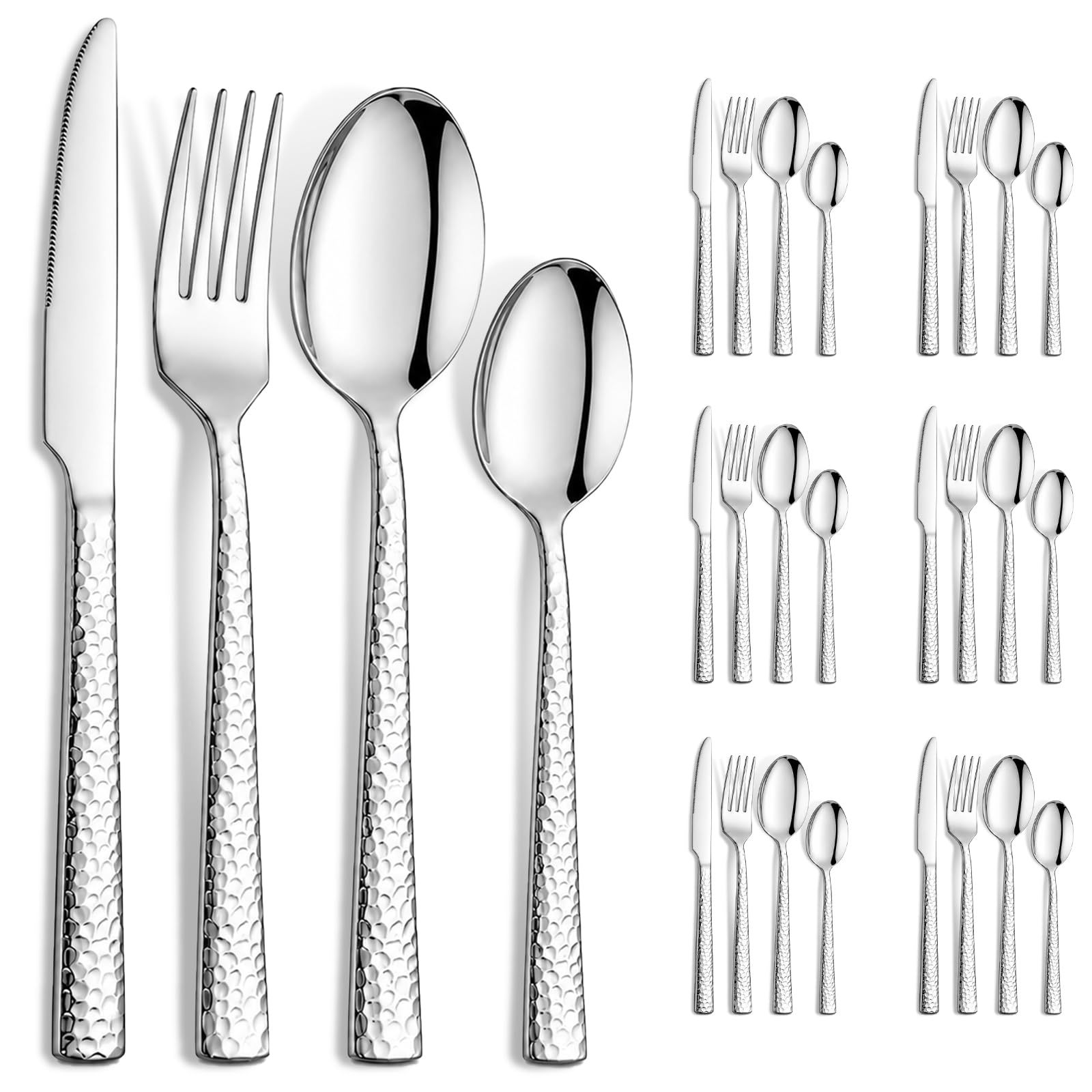 LINGLUCKY 40 Pieces 304 Stainless Steel Cutlery Set, Stainless Steel Set for 10, Includes Knives, Spoons, Kitchen Utensils, Ideal for Family Gatherings and Everyday Use(Gold)