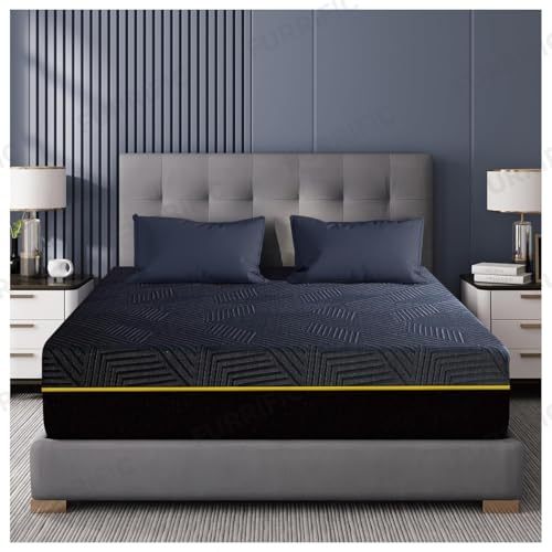 LOKOOY 20cm Memory Foam Double Mattress, Back Pain Mattress, Cooling Copper Gel Bed in a Box, Therapeutic Medium Firmness, Ergonomic Support, 135x190cm, Black