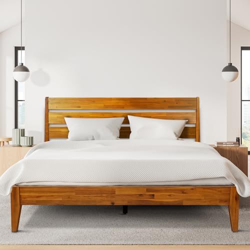 WELIKERA Bed Frame with 2 Drawers, King Bed Headboard Base with Led Lights, Bed Base with Headboard USB Charging Station and Storage Space, King Bed Bed Frame Easy Assembly