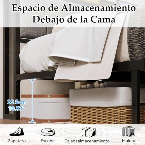 QYIKLPY Double Bed Base and Storage Headboard with Led Lights, 2 AC Outlets and 2 USB, with Two Removable Drawers and Headboard, Upholstered Platform, Non-Slip, No Noise (Double/Full)