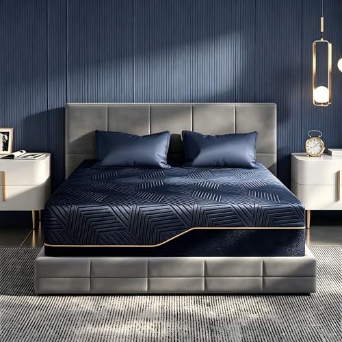 LOKOOY Memory Foam Mattress 28cm, Double Mattresses with Cooling Gel, Medium Firmness Mattress in Box, Pressure Relief, Without Fiberglass (King)