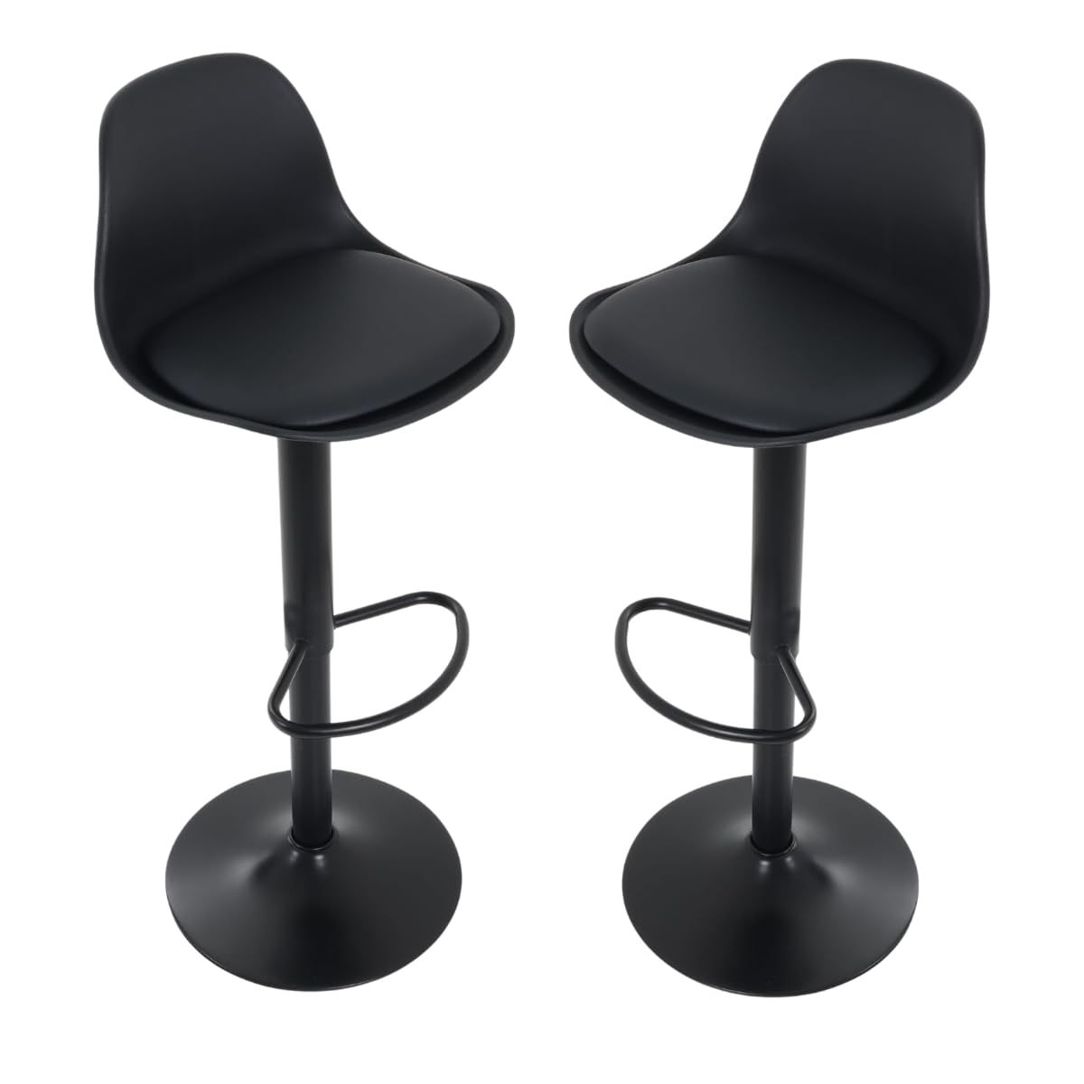 GARUISKY Adjustable Bar Chairs with Backrest and Padded Seat - High Metal Bench for Kitchen and Bar - Industrial Style