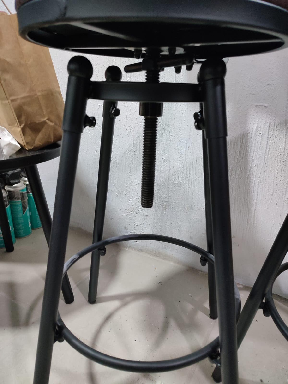 GARUISKY Adjustable Bar Chairs with Backrest and Padded Seat - High Metal Bench for Kitchen and Bar - Industrial Style