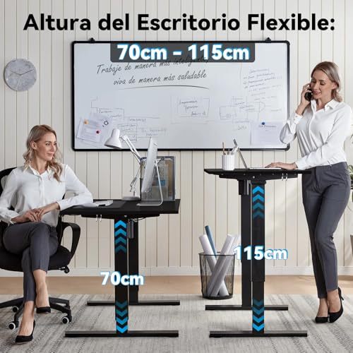 FURRIFIC Electric Lifting Desk, Height Adjustment with Memory (Black, 140X60CM)