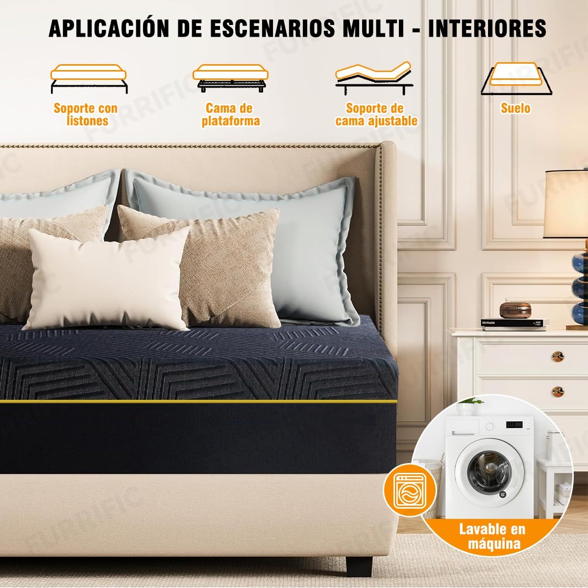 LOKOOY 20cm Memory Foam Double Mattress, Back Pain Mattress, Cooling Copper Gel Bed in a Box, Therapeutic Medium Firmness, Ergonomic Support, 135x190cm, Black