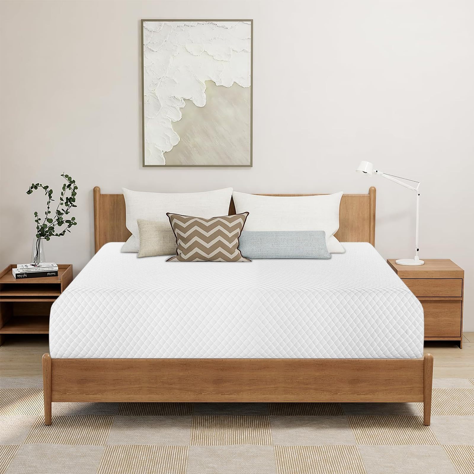LOKOOY Memory Foam Double Mattress, Double Mattresses with Cooling Gel, Medium Firm Double Mattress in Box, Pressure Relief, Without Fiberglass, 135x190 cm (25CM)