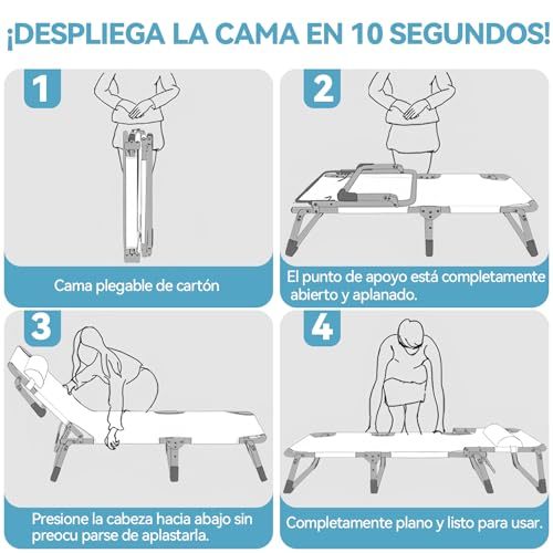 YUDSKU Folding Cot, 4 Adjustable Positions, Portable Camping Bed for Sleeping Adults, with Mattress and Pillows, Folding Sofa Cot, Single Portable Bed for Office, Home and Nap House