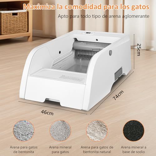 Self-Cleaning Litter Box, Upgraded Automatic Cat Litter Box with App Control, Open Design Entices Cats Immediately, Monitor and Call Your Cat Remotely