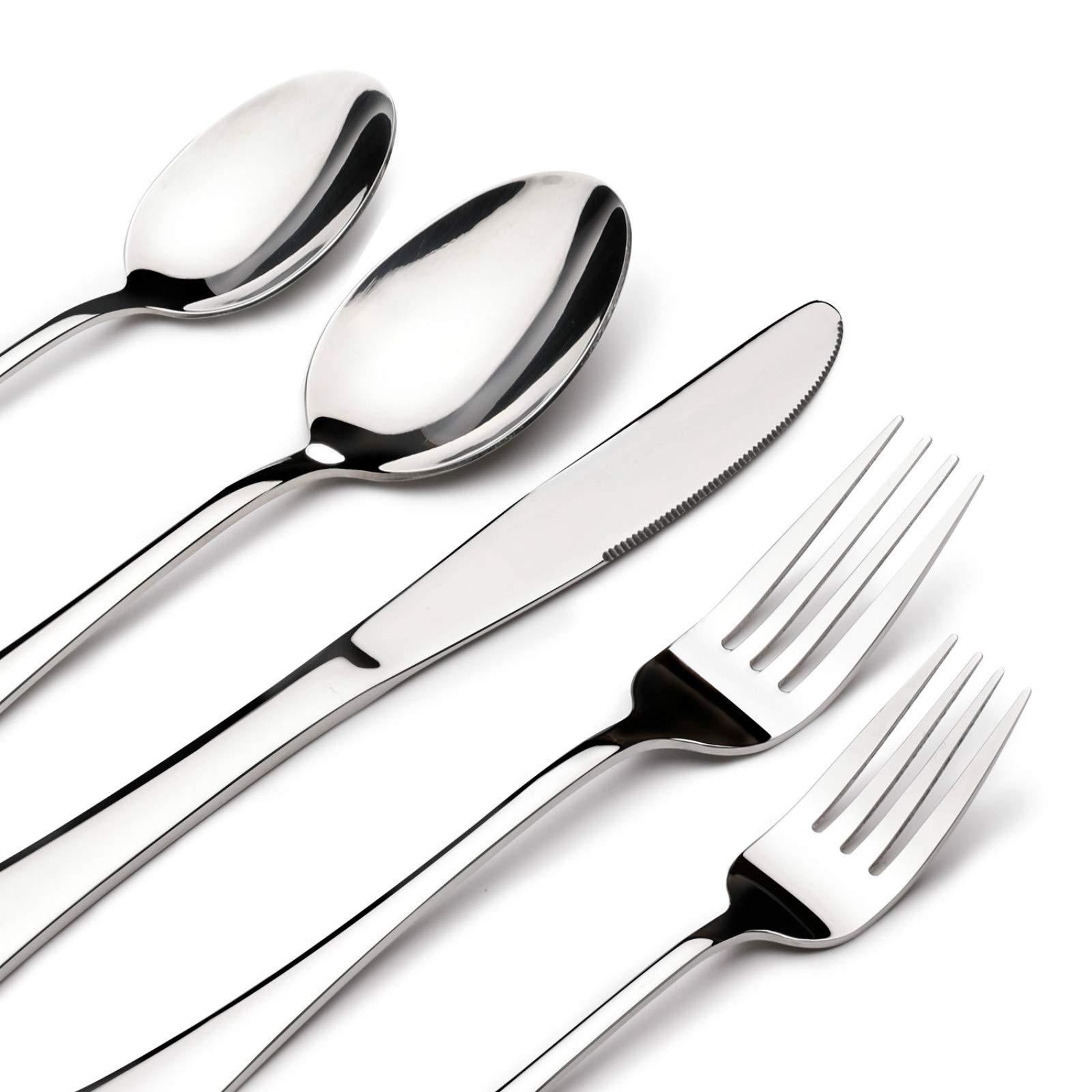 LINGLUCKY 40 Pieces 304 Stainless Steel Cutlery Set, Stainless Steel Set for 10, Includes Knives, Spoons, Kitchen Utensils, Ideal for Family Gatherings and Everyday Use(Gold)