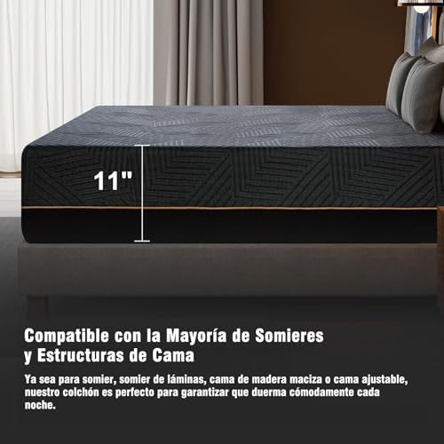 LOKOOY Memory Foam Mattress 28cm, Double Mattresses with Cooling Gel, Medium Firmness Mattress in Box, Pressure Relief, Without Fiberglass (King)