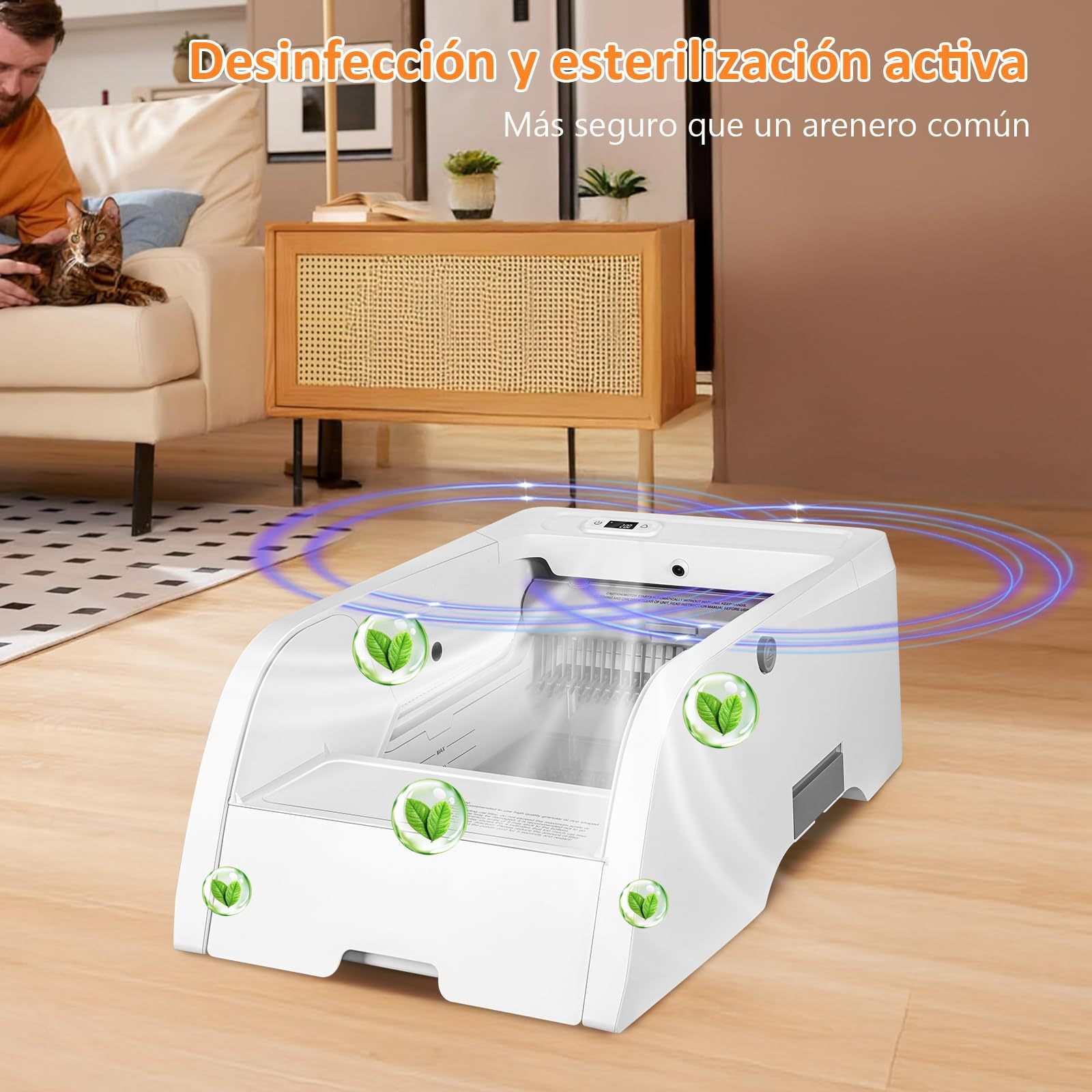 Self-Cleaning Litter Box, Upgraded Automatic Cat Litter Box with App Control, Open Design Entices Cats Immediately, Monitor and Call Your Cat Remotely