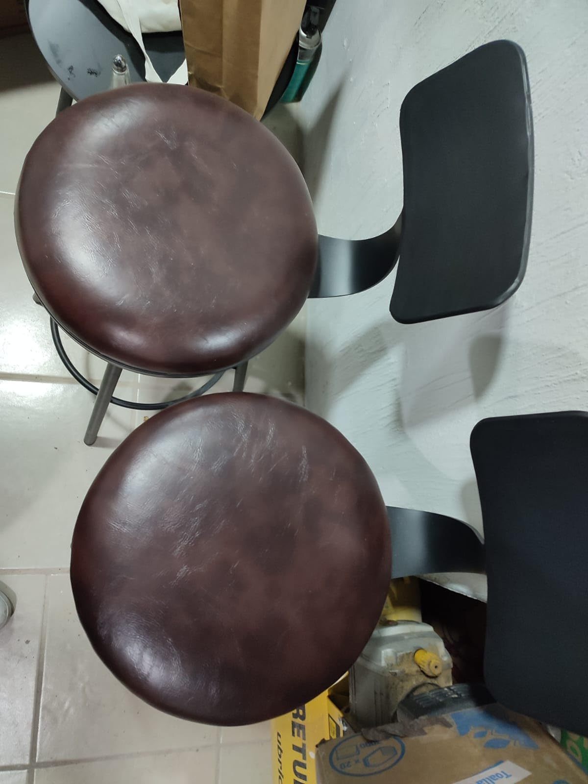 GARUISKY Adjustable Bar Chairs with Backrest and Padded Seat - High Metal Bench for Kitchen and Bar - Industrial Style