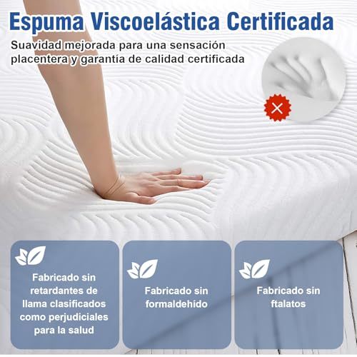 WELIKERA Memory Foam Double Mattress with Cooling Gel 25 cm – Back Pain Relief, Cool Sleep, CertiPUR-US Certified, Removable Cover without Fiberglass