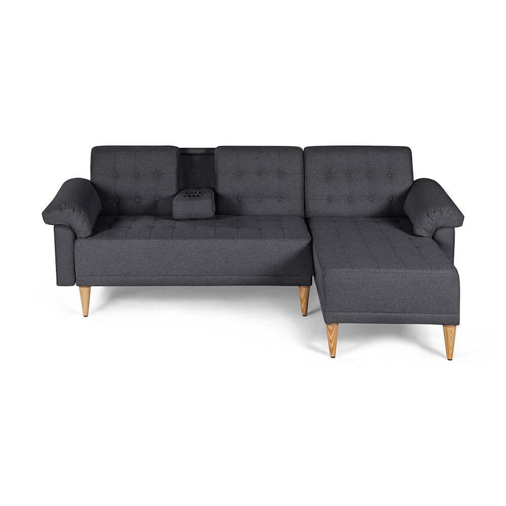 106 Inch Modular Sectional Sofa, Cloud Sofa with Deep Seats, Modern L-Shaped Sofa with Chaise Longue, Upholstered Without Rigid Structure for Living Room and Bedroom (Black, Left Side Chaise)