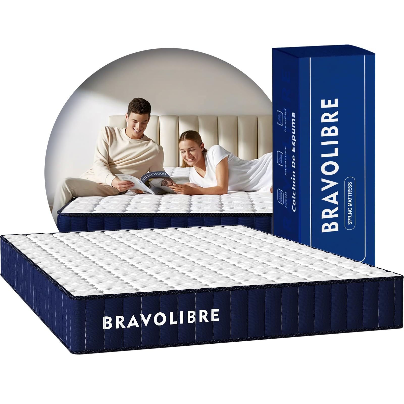 FURRIFIC Double Mattress 25cm, Memory Foam Double Mattress with Cooling Gel, Zero Motion Transfer, Ergonomic Support, Breathable and Packed in Box