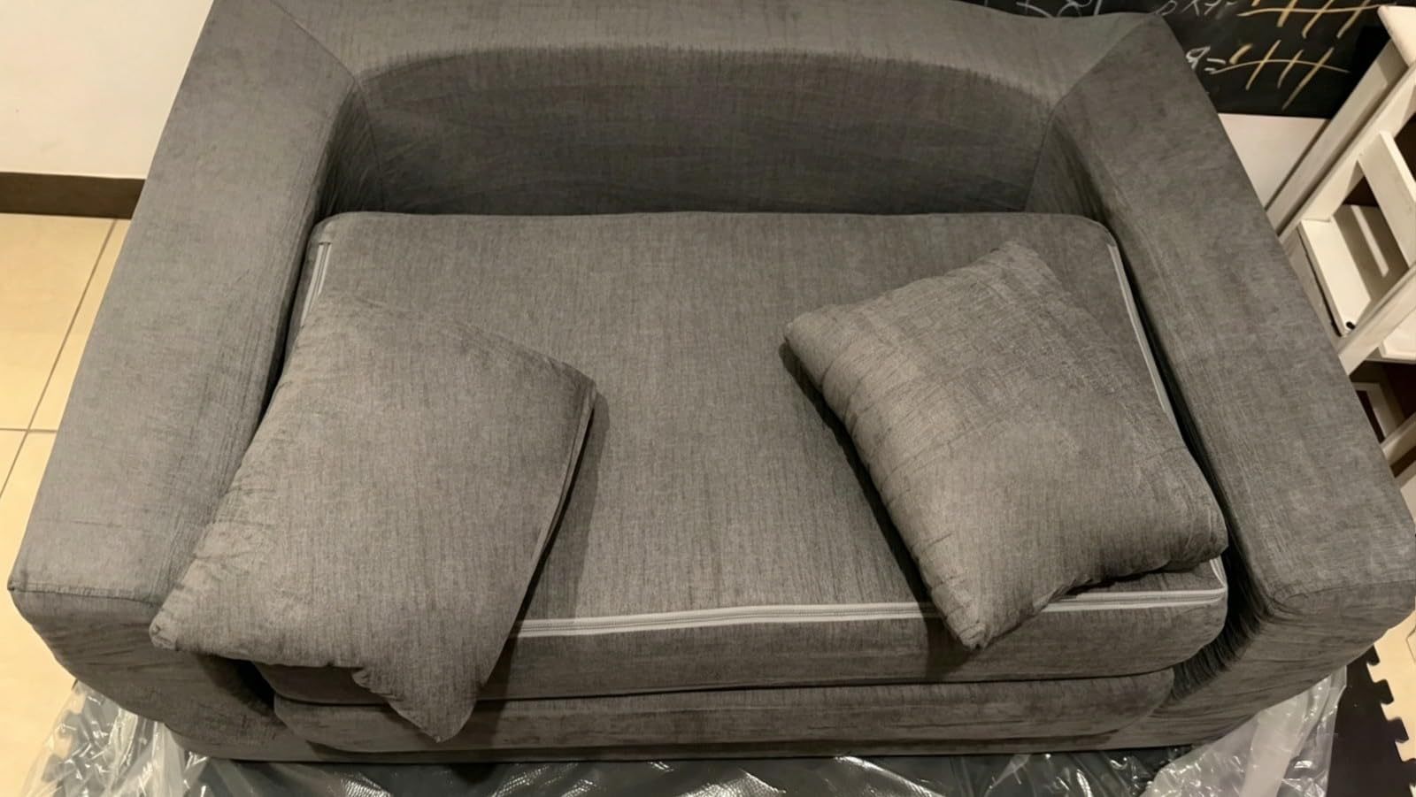FURRIFIC Double Sofa Bed 2 in 1 with 2 Pillows, Armchair and Convertible, Single Sofa Bed, Machine Washable, No Assembly Needed Ergonomic Support and Softness Home, Living Room, Bedroom (Grey)