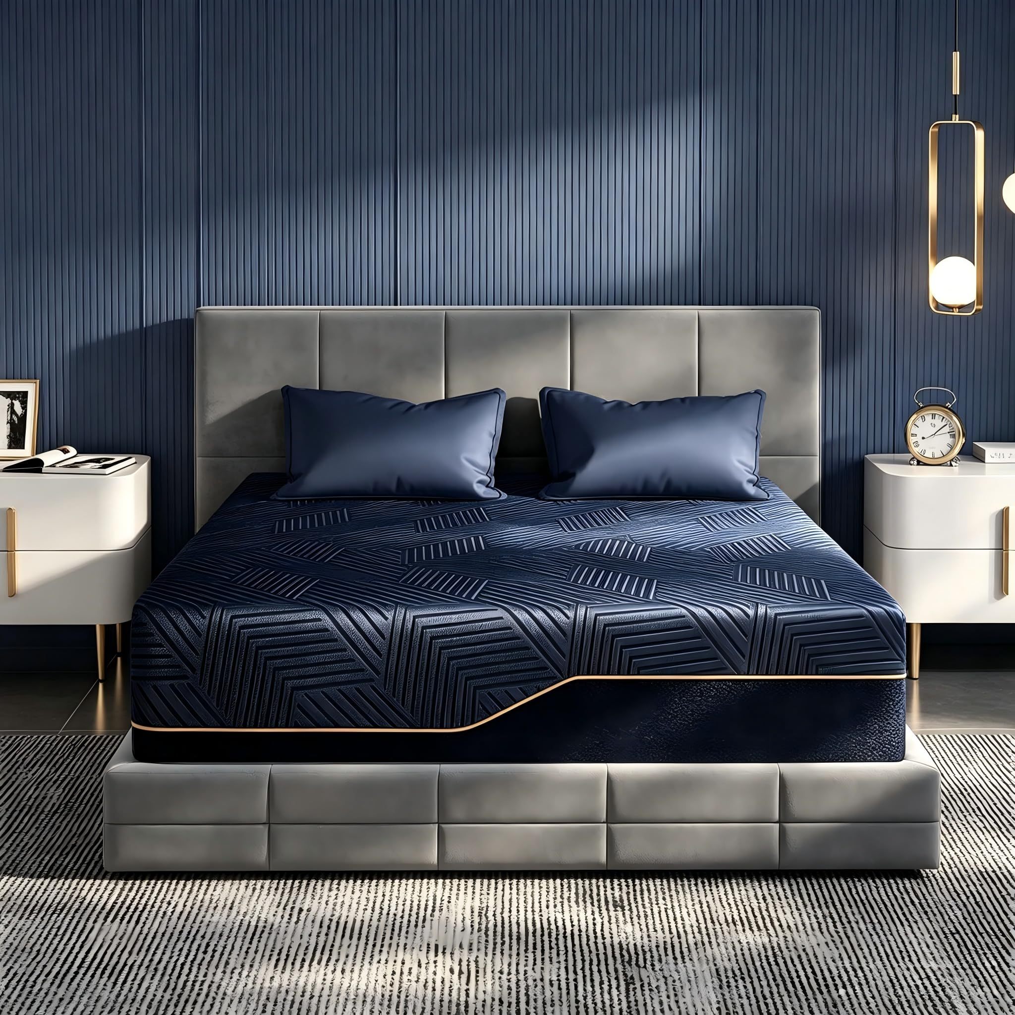 SAFONUS Memory Foam King Size Mattress 20CM, Back Pain Mattress, Cooling Copper Gel Bed in a Box, Therapeutic Medium Firmness, Ergonomic Support, 200x190cm, Black