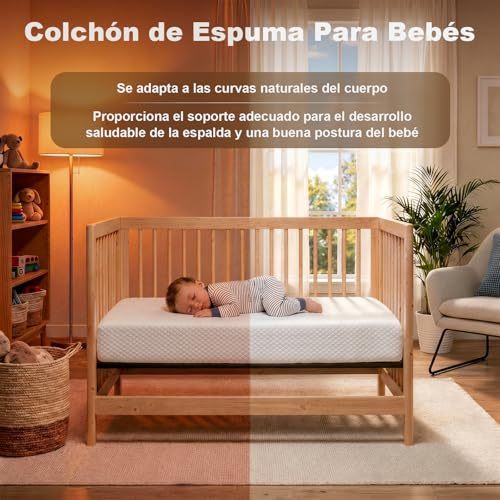 Baby Crib Mattress, 15cm High Density Sponge Foam Boxed Mattress, Medium Firmness, Waterproof and Breathable, Machine Washable Cover, 120 * 60CM