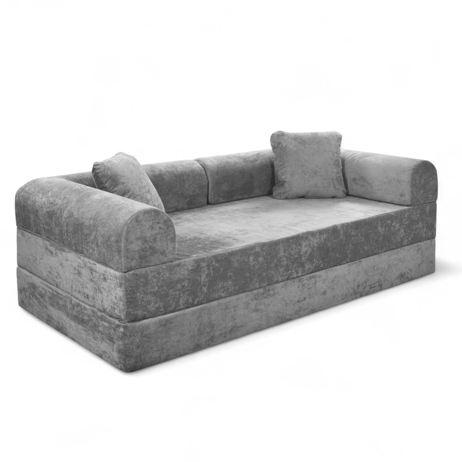 FURRIFIC Double Sofa Bed 2 in 1 with 2 Pillows, Armchair and Convertible, Single Sofa Bed, Machine Washable, No Assembly Needed Ergonomic Support and Softness Home, Living Room, Bedroom (Grey)