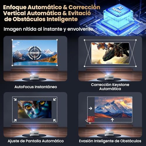 KACOTA 【Auto-adjustment/3000ANSI】 P7 Pro 4K Projector, Android System, 2+32GB Memory, Gamer/Home Theater Projector (Latency <18 ms), 300 Inch, WiFi 6, RJ45, Bluetooth 5.2, Compatible with iOS/Android/PC/PS5