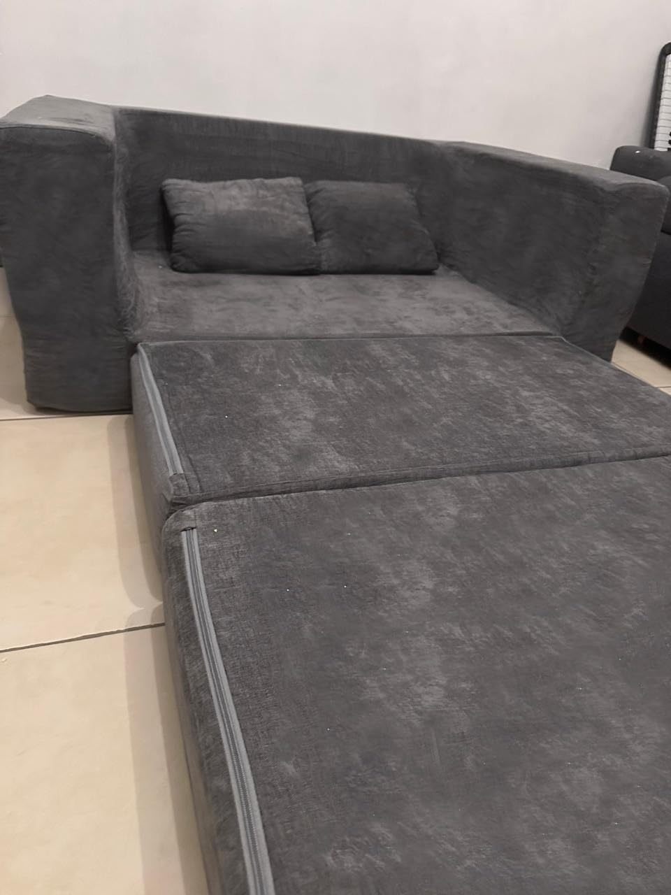FURRIFIC Double Sofa Bed 2 in 1 with 2 Pillows, Armchair and Convertible, Single Sofa Bed, Machine Washable, No Assembly Needed Ergonomic Support and Softness Home, Living Room, Bedroom (Grey)