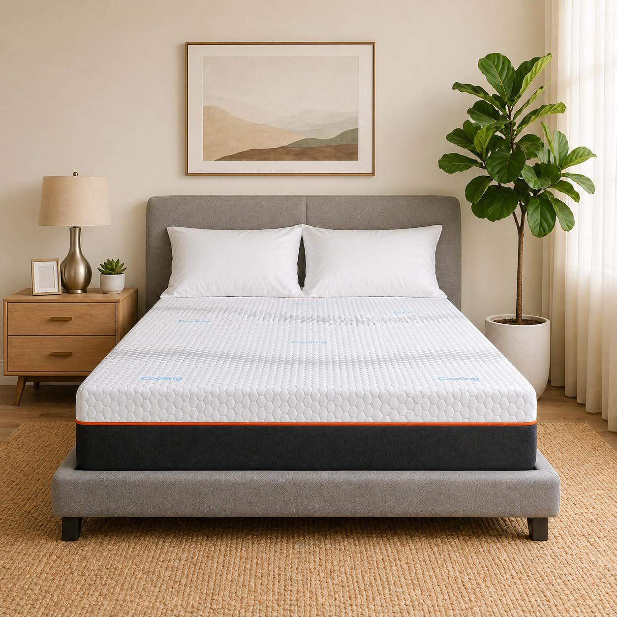 FURRIFIC Double Mattress 25cm, Memory Foam Double Mattress with Cooling Gel, Zero Motion Transfer, Ergonomic Support, Breathable and Packed in Box
