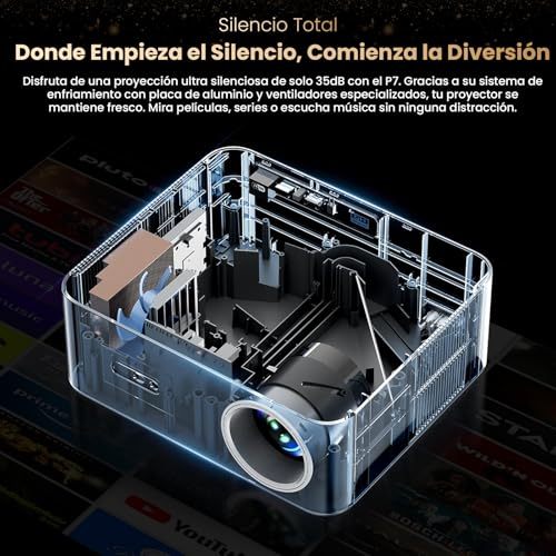 KACOTA 【Auto-adjustment/3000ANSI】 P7 Pro 4K Projector, Android System, 2+32GB Memory, Gamer/Home Theater Projector (Latency <18 ms), 300 Inch, WiFi 6, RJ45, Bluetooth 5.2, Compatible with iOS/Android/PC/PS5