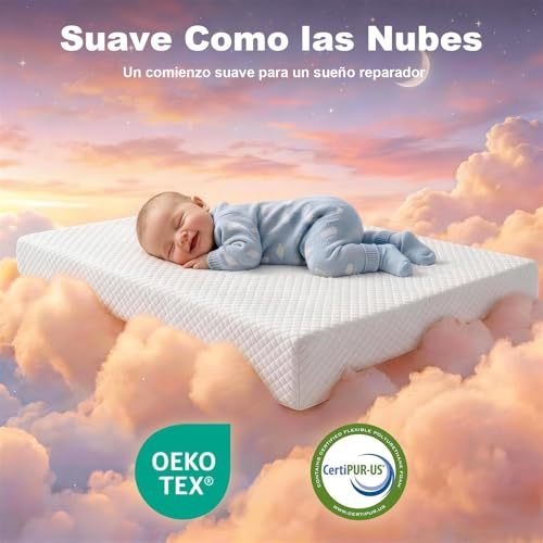 Baby Crib Mattress, 15cm High Density Sponge Foam Boxed Mattress, Medium Firmness, Waterproof and Breathable, Machine Washable Cover, 120 * 60CM