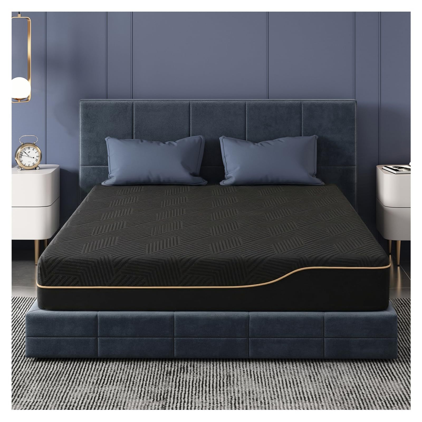 SAFONUS Memory Foam King Size Mattress 20CM, Back Pain Mattress, Cooling Copper Gel Bed in a Box, Therapeutic Medium Firmness, Ergonomic Support, 200x190cm, Black