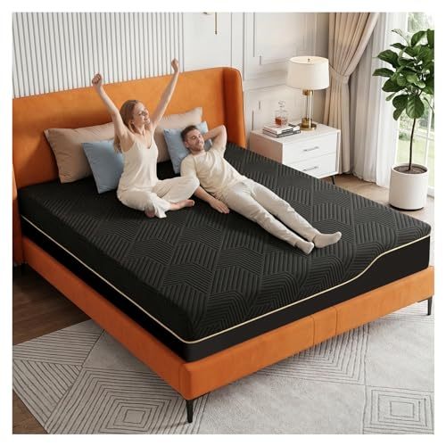 SAFONUS Memory Foam King Size Mattress 20CM, Back Pain Mattress, Cooling Copper Gel Bed in a Box, Therapeutic Medium Firmness, Ergonomic Support, 200x190cm, Black