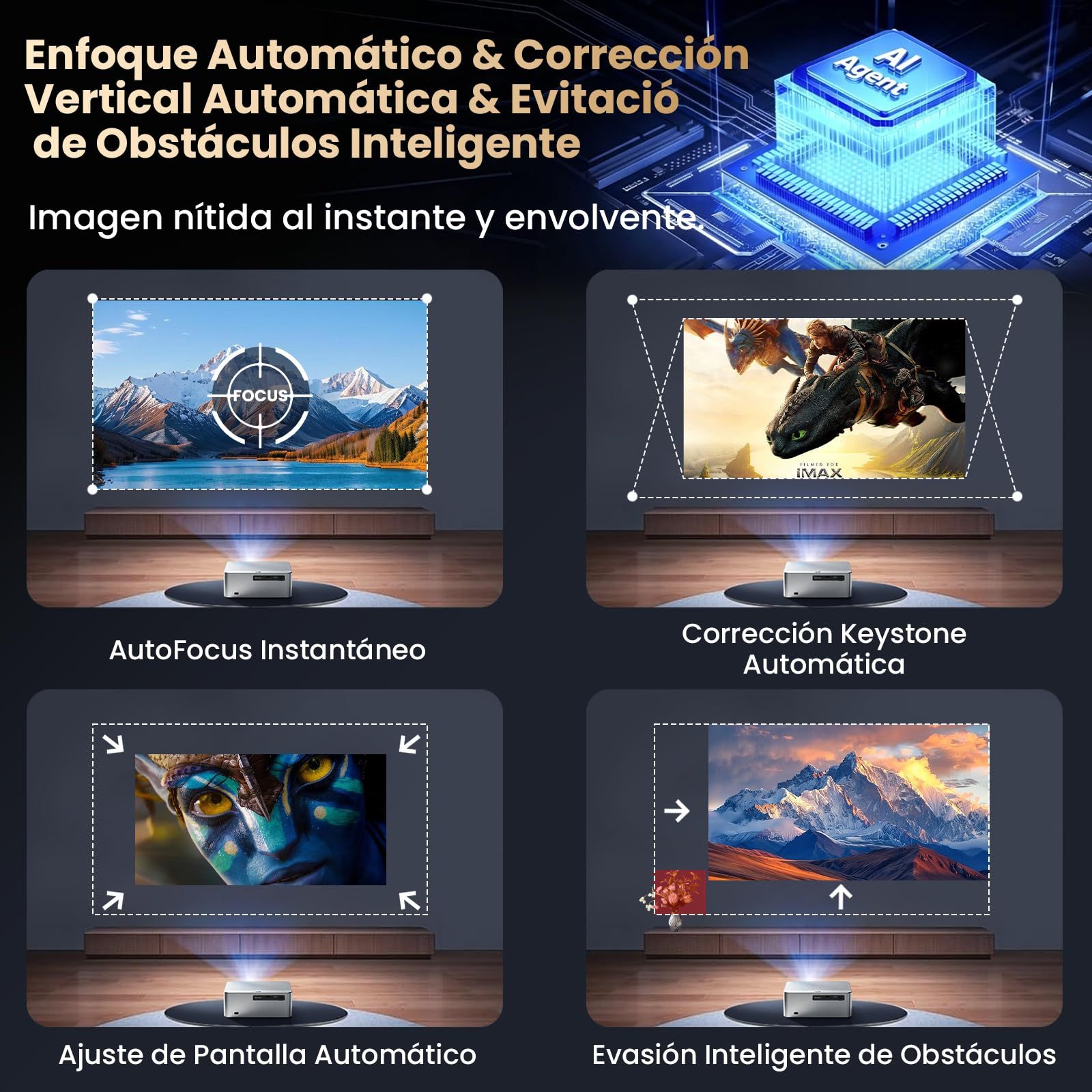 KACOTA 【Auto-adjustment/3000ANSI】 P7 Pro 4K Projector, Android System, 2+32GB Memory, Gamer/Home Theater Projector (Latency <18 ms), 300 Inch, WiFi 6, RJ45, Bluetooth 5.2, Compatible with iOS/Android/PC/PS5