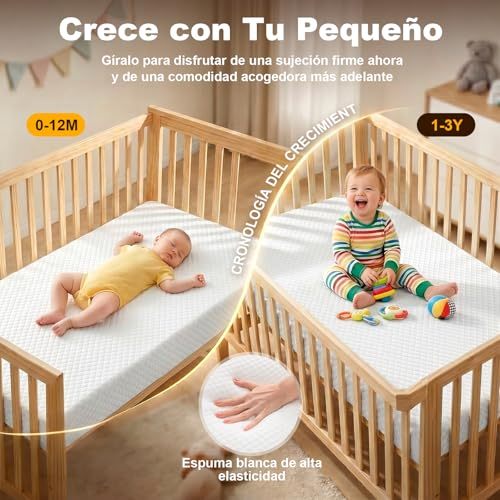 Baby Crib Mattress, 15cm High Density Sponge Foam Boxed Mattress, Medium Firmness, Waterproof and Breathable, Machine Washable Cover, 120 * 60CM