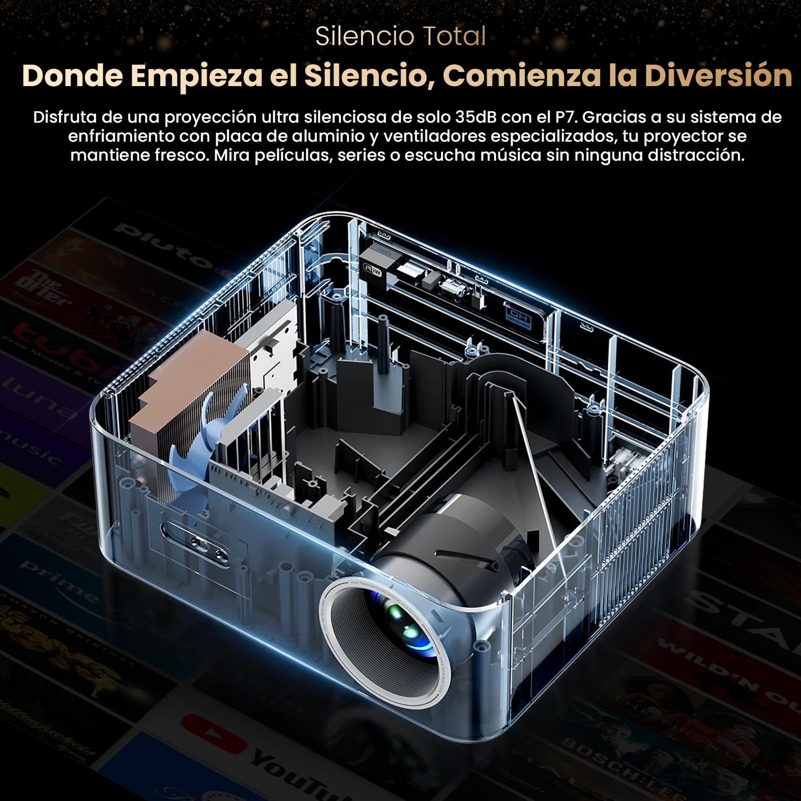 KACOTA 【Auto-adjustment/3000ANSI】 P7 Pro 4K Projector, Android System, 2+32GB Memory, Gamer/Home Theater Projector (Latency <18 ms), 300 Inch, WiFi 6, RJ45, Bluetooth 5.2, Compatible with iOS/Android/PC/PS5
