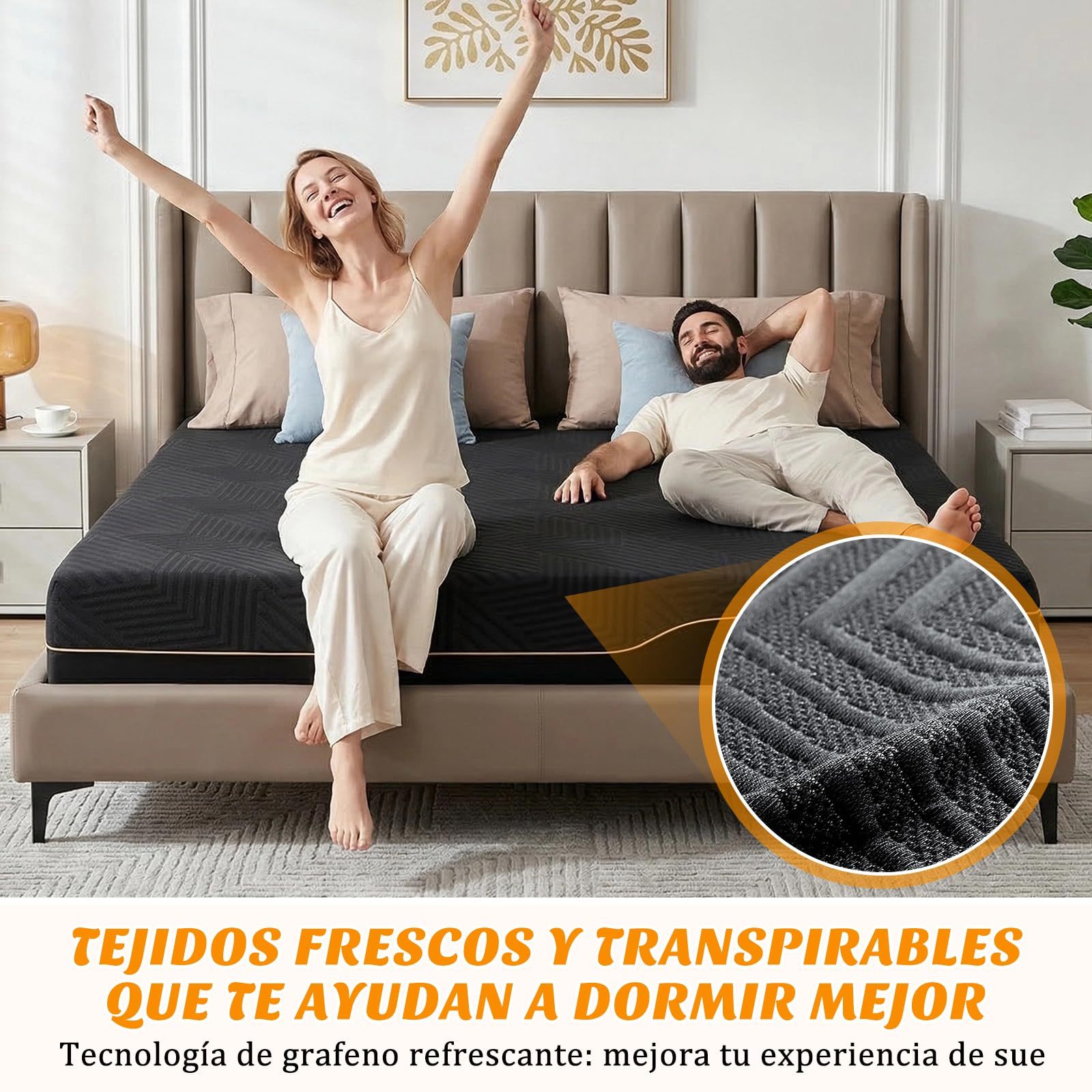 SAFONUS Memory Foam King Size Mattress 20CM, Back Pain Mattress, Cooling Copper Gel Bed in a Box, Therapeutic Medium Firmness, Ergonomic Support, 200x190cm, Black