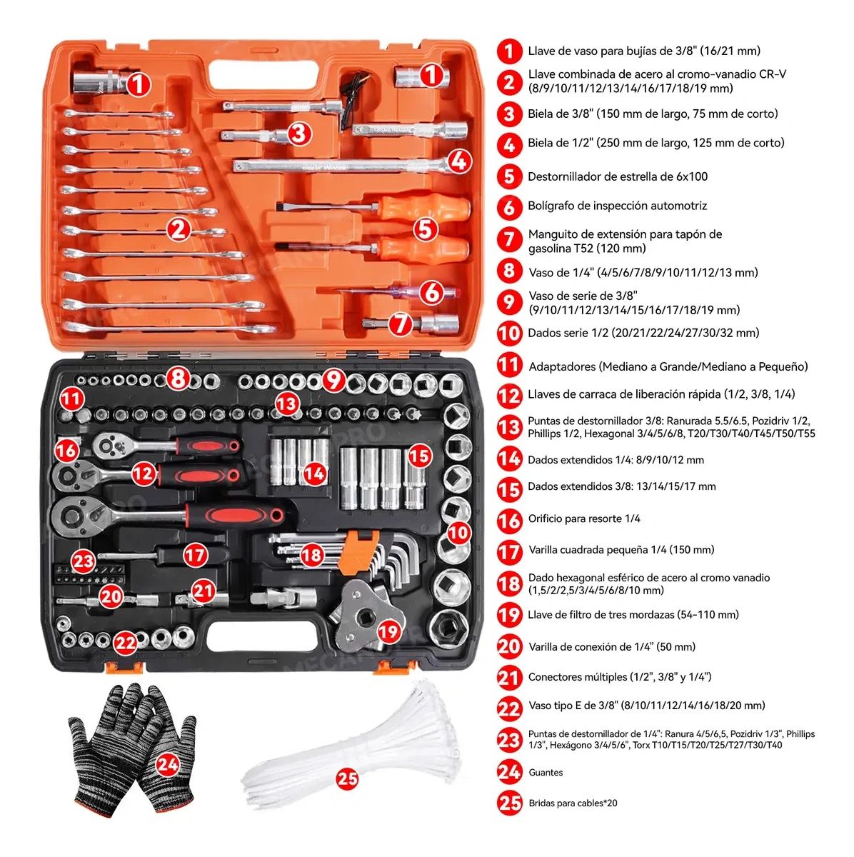 Mecanopro® Mechanical Repair Tool Kit Set 121 Pcs