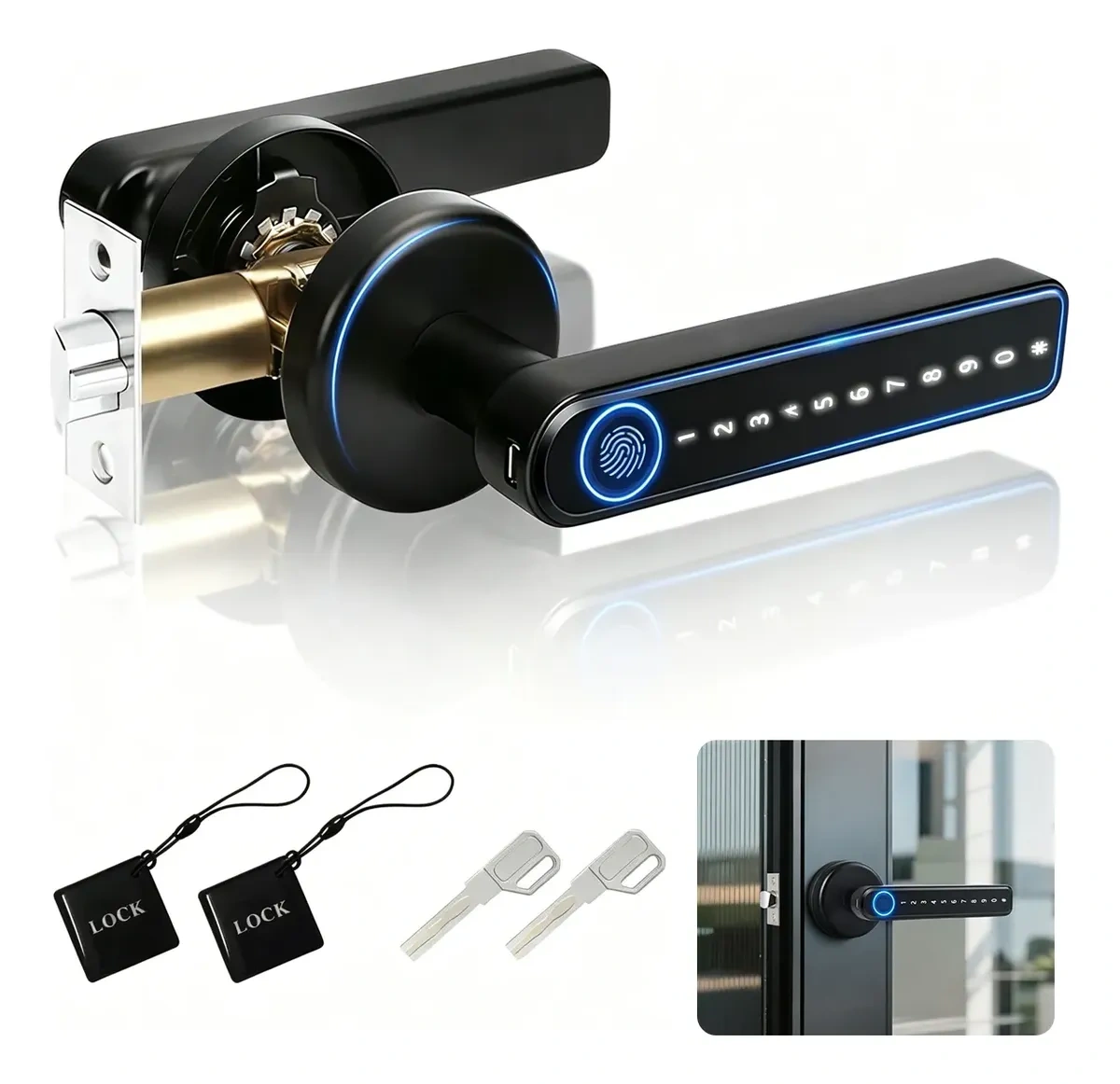 Smart Door Handle Biometric Fingerprint Lock