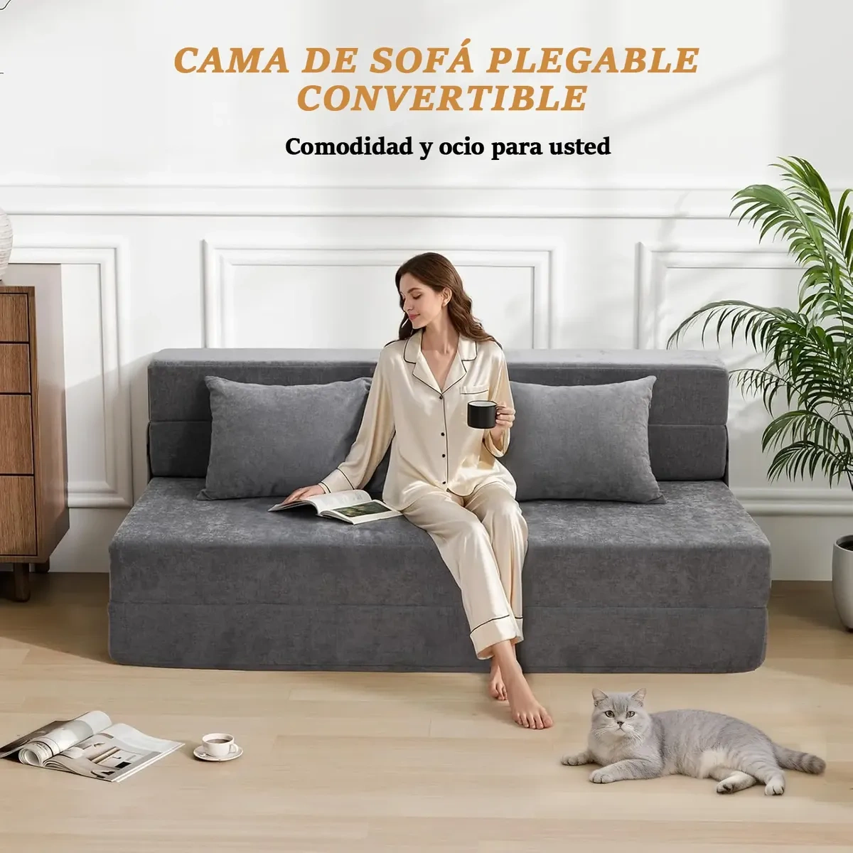 Furrific With PillowsCozy Sofa Bed Folding Double Bed
