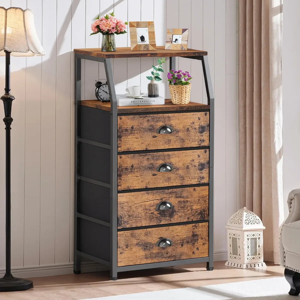 Wardrobe With 4 Drawers Storage Furniture With 2 Shelves.