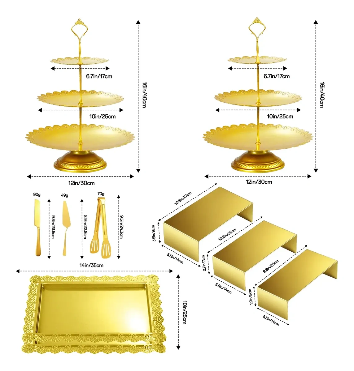 11 Pcs Metal Base for Cakes and Desserts in Clip and Knife