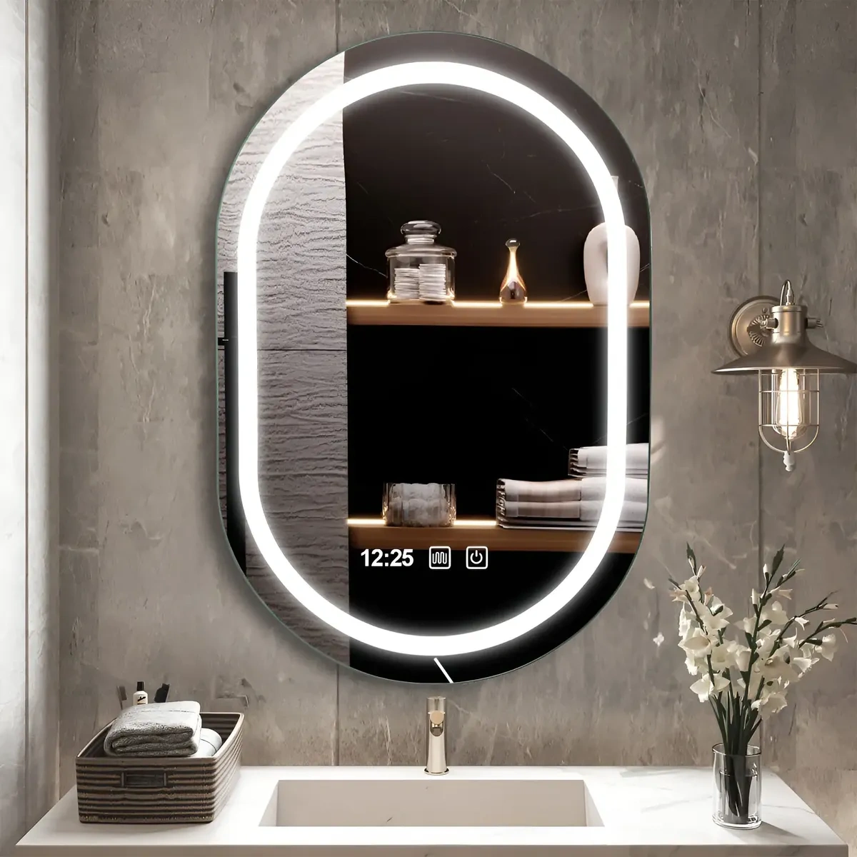 Dashline® Led Touch Bath Mirror Tricolor Anti-Fog Hour 40*60